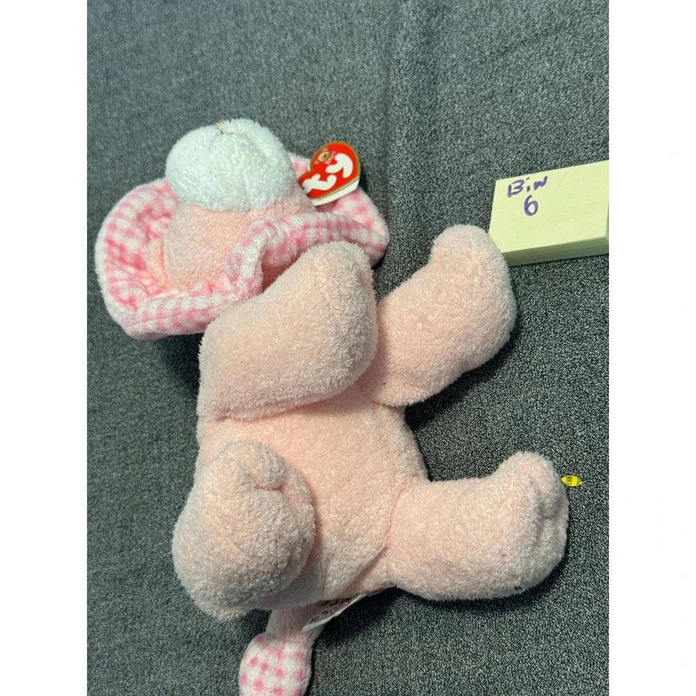 Baby Ty Gwowls the Lion Pink Bonnet Gingham Check Mane Stuffed Animal Plush Toy